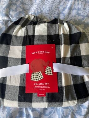 Wondershop Red, Black & White Buffalo Check Pajama Set with Bag